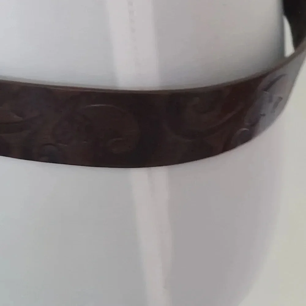 Brighton Dark Brown‎ Handtooled Leather Belt with Silver Heart Oval Buckle